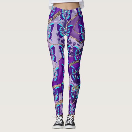 Leggings Papillons en violet (Devant)