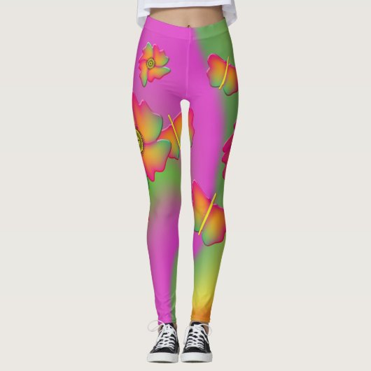 Leggings Papillons et fleurs (Devant)