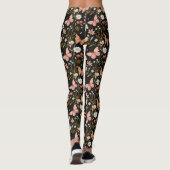 Leggings Papillons et fleurs Marbre noir rose pastel (Dos)