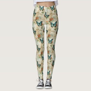 Leggings Papillons et fleurs Vintages colorés (12)
