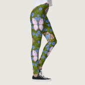 Leggings Papillons et symétrie des fleurs, bleu et rose (Droite)