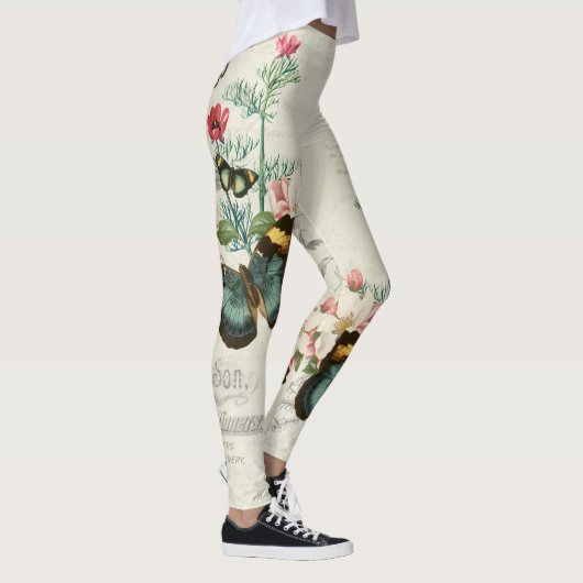 Leggings Papillons Fleur sauvage Ephémère Romantique Vintag (Droite)
