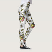 Leggings Papillons Jézabel et fleurs marguerites sur blanc (Droite)