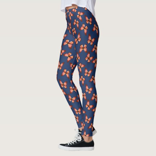 Leggings Papillons Motif orange rose et noir (Gauche)