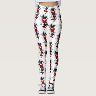 Leggings Papillons noirs et rouges volants