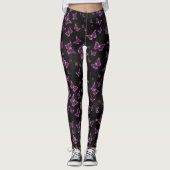 Leggings Papillons Rose Chaud Brillant Glam (Devant)