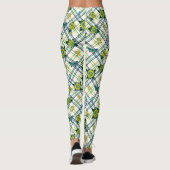 Leggings Papillons Rose de tatouage Turquoise jaune Plaid (Dos)