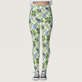 Leggings Papillons Rose de tatouage Turquoise jaune Plaid (Devant)