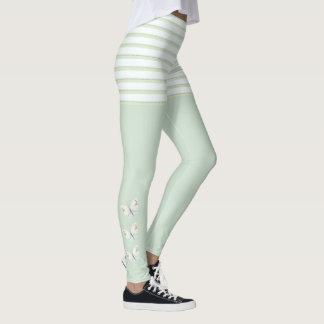Leggings Papillons verts et jambières à rayures