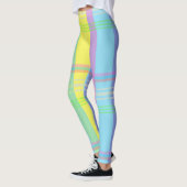 Leggings Pâques Plaid Bleu Jaune Rose Lavande Leger (Gauche)