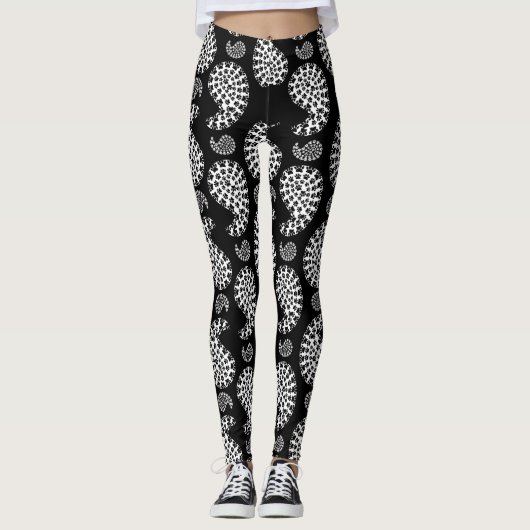 Leggings Paquet de chien noir et blanc (Devant)