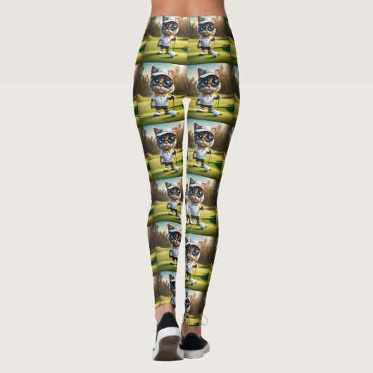 Leggings "Par tee Time : Le Cool Chat’s Golf Swing!" (Dos)