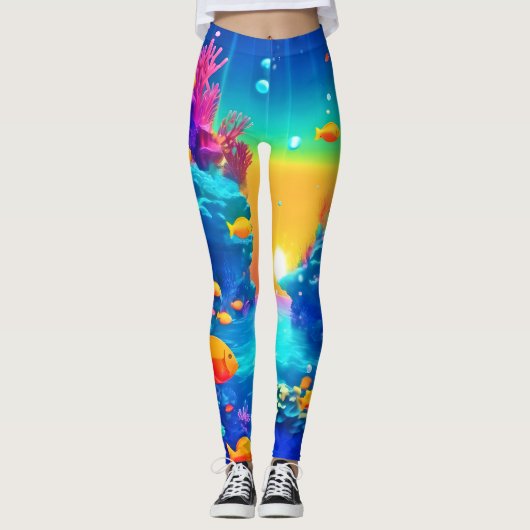 Leggings Paradis sous-marin vibrant découvert (Devant)