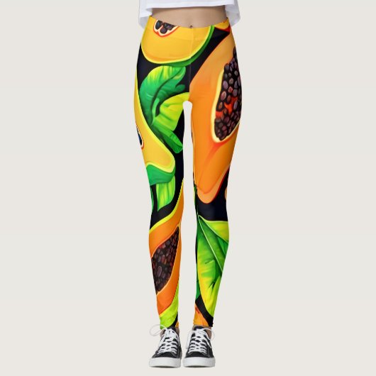 Leggings Paradis tropical de la papaye (Devant)