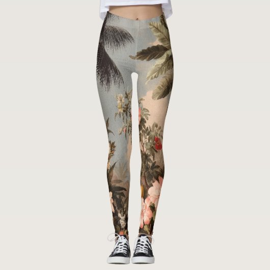 Leggings Paradis tropical vintage avec palmiers (Devant)