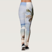 Leggings Parapluies tropicales : blanc, palmier. (Dos)