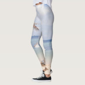 Leggings Parapluies tropicales : blanc, palmier. (Gauche)