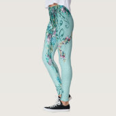 Leggings Parchemin floral victorien élégant rose violet tur (Gauche)