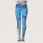Leggings Paris bleu<br><div class="desc">Peinture contemporaine moderne de Paris,  France au printemps dans les tons bleu et violet. Art original de Nic Squirrell.</div>