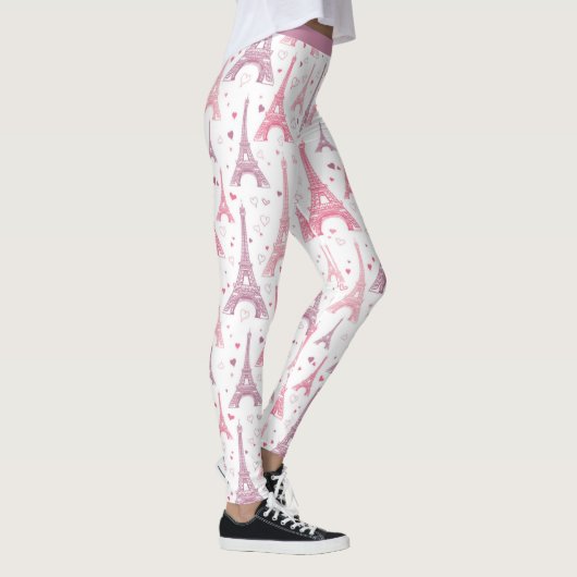 Leggings Paris France Eiffel Tour rose violet Yoga Exercice (Droite)