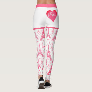 Leggings Paris Rose Coeur Tour Eiffel Motif Chic