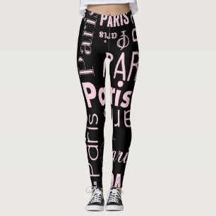 Leggings Paris rose et noir paris