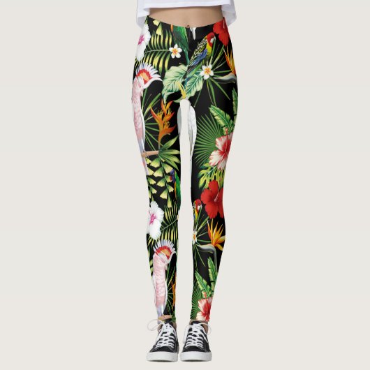 Leggings Parrot et Macaw avec Motif Plante tropical (Devant)