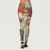 Leggings Parrot Jaune Tropical Antique Fleur (Dos)