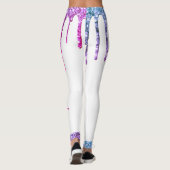 Leggings parties scintillant à goutte violet rose Nom perso (Dos)