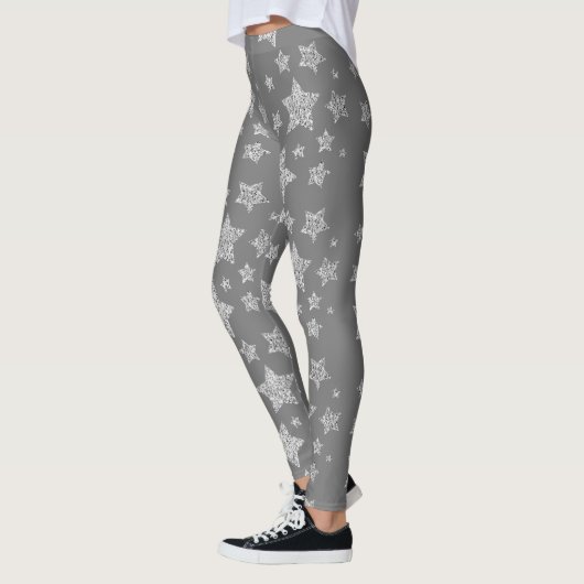 Leggings Parties scintillant argent scintille Étoiles motif (Gauche)