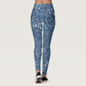 Leggings Parties scintillant bleu Faux Texture Look Design  (Dos)