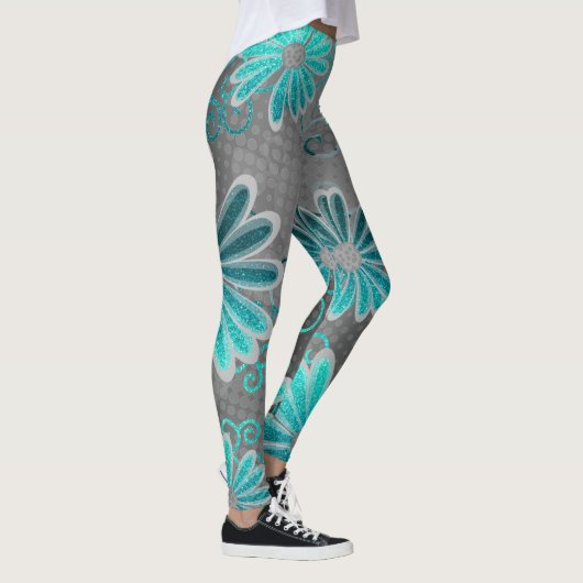 Leggings Parties scintillant bleu turquoise gris ombre (Droite)