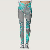Leggings Parties scintillant bleu turquoise gris ombre (Devant)