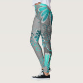 Leggings Parties scintillant bleu turquoise gris ombre (Gauche)