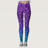 Leggings Parties scintillant bleu Turquoise violet Bokeh (Devant)