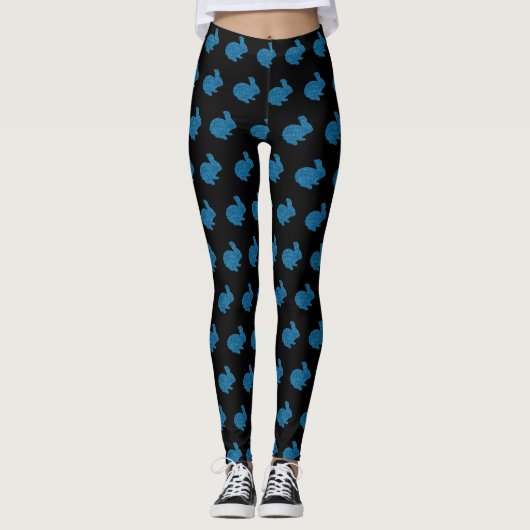 Leggings Parties scintillant bleue Silhouette Lapin Lapin L (Devant)