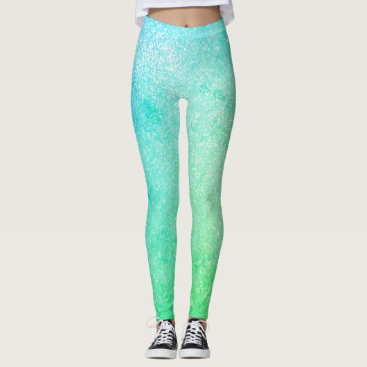 Leggings Parties scintillant Blue Green Ombre (Devant)