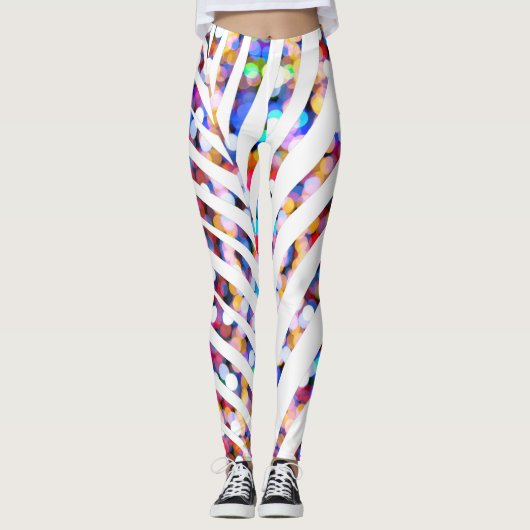 Leggings Parties scintillant Bokeh Palm Tree Leaf Motifs co (Devant)