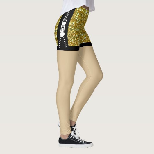 Leggings Parties scintillant brillant or Unique Zipper Chic (Droite)