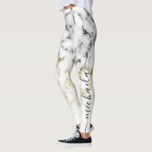 Leggings Parties scintillant brillante en marbre blanc noir (Gauche)
