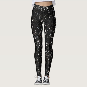 Leggings Parties scintillant brillante noire et blanche