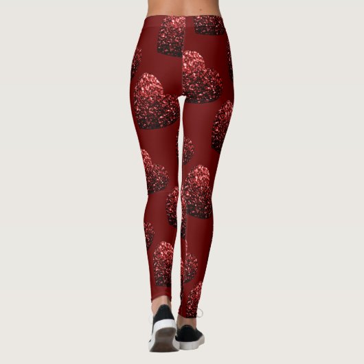 Leggings Parties scintillant cardiaque scintille motif roug (Dos)