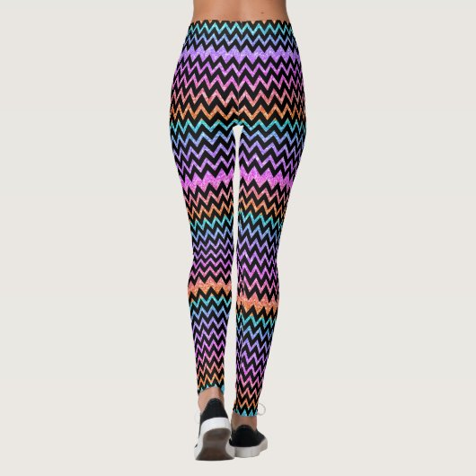 Leggings Parties scintillant colorée et Chevron noir (Dos)