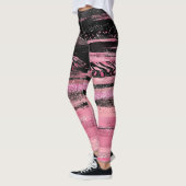 Leggings Parties scintillant d'aquarelle noire rose Paint à (Gauche)