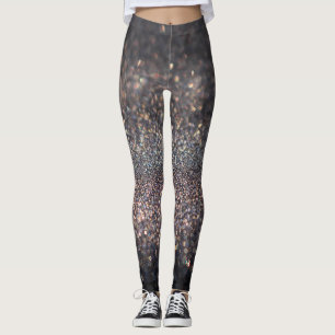 Leggings Parties scintillant d'argent : Noir Bokeh Noël