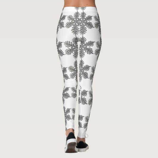 Leggings Parties scintillant d'argent Snowflake White Chris (Dos)