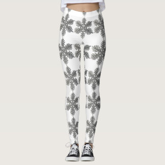 Leggings Parties scintillant d'argent Snowflake White Chris