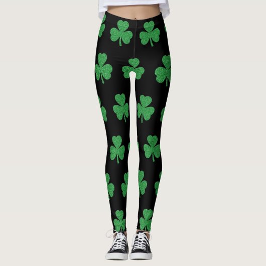 Leggings Parties scintillant de la Saint Patrick Shamrock (Devant)