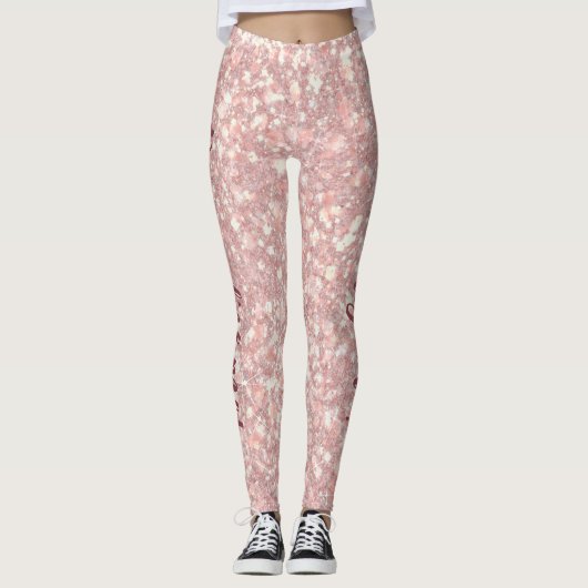 Leggings Parties scintillant de lumière rose Pamplemousse d (Devant)