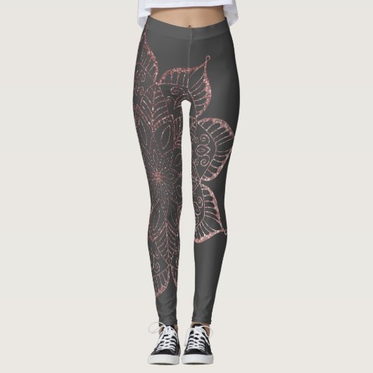 Leggings Parties scintillant des Gold Faux Roses non centré (Devant)